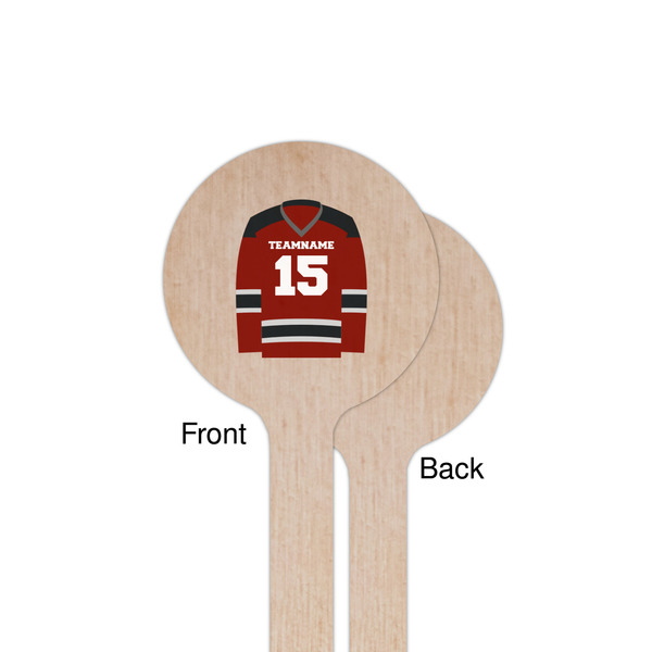 Hockey Wooden 7.5" Stir Stick - Round - Single Sided - Front & Back