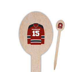 Hockey Oval Wooden Food Picks - Single Sided (Personalized)