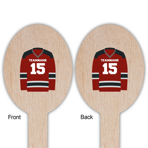 Hockey Wooden Food Pick - Oval - Double Sided - Front & Back