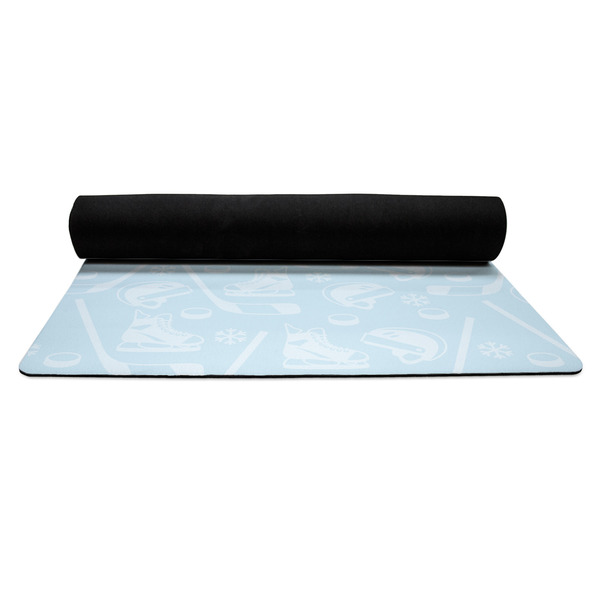 Hockey Yoga Mat Rolled up Black Rubber Backing