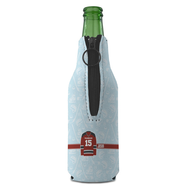 Hockey Zipper Bottle Cooler - BACK (bottle)