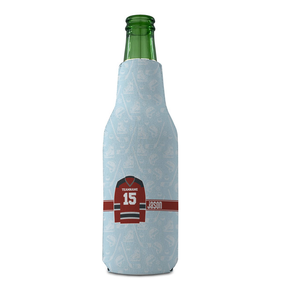 Hockey Zipper Bottle Cooler - FRONT (bottle)