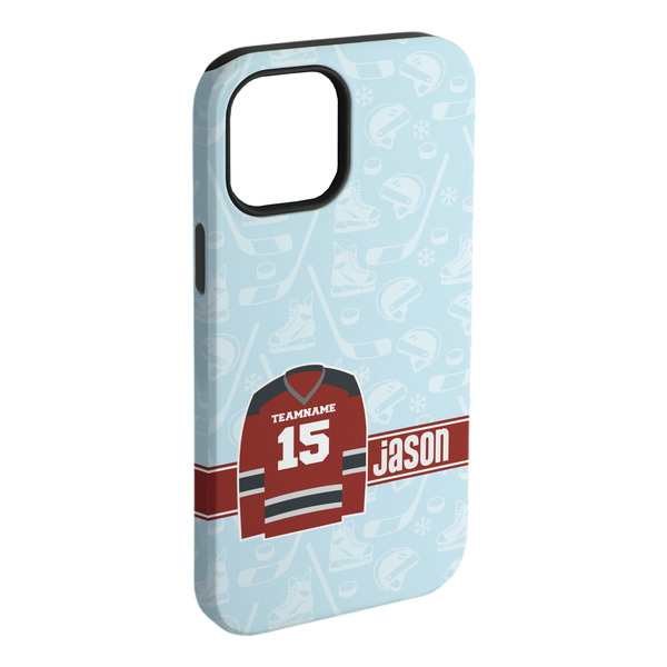 Custom Hockey iPhone Case - Rubber Lined - iPhone 15 Plus (Personalized)