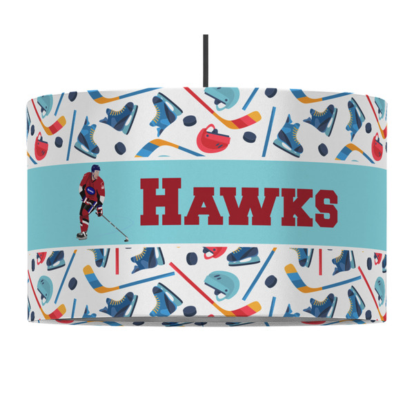 Custom Hockey 2 12" Drum Pendant Lamp - Fabric (Personalized)