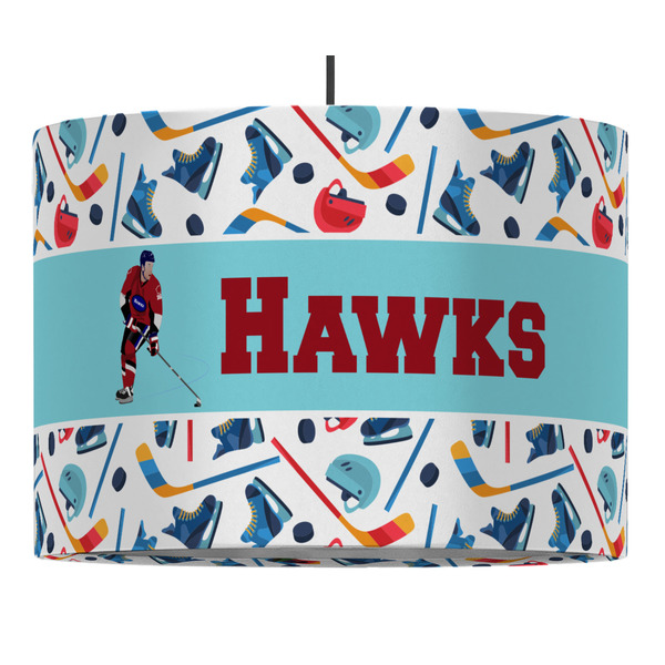 Custom Hockey 2 16" Drum Pendant Lamp - Fabric (Personalized)