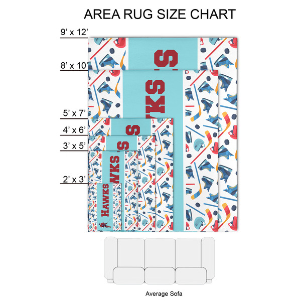 Hockey 2 2'x3' Indoor Area Rugs - Size Chart
