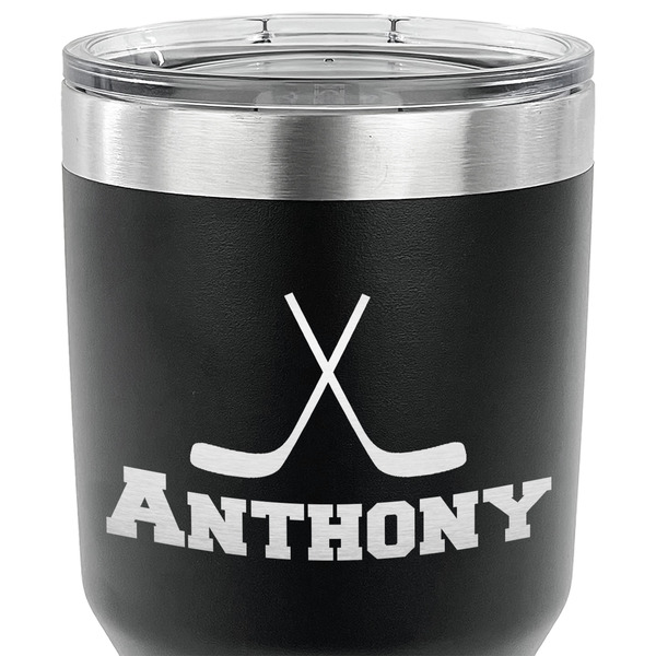 Hockey 2 30 oz Stainless Steel Ringneck Tumbler - Black - CLOSE UP