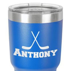 Hockey 2 30 oz Stainless Steel Tumbler - Royal Blue - Single-Sided (Personalized)