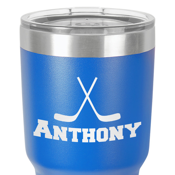 Hockey 2 30 oz Stainless Steel Ringneck Tumbler - Blue - Close Up