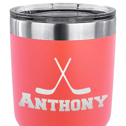 Hockey 2 30 oz Stainless Steel Tumbler - Coral - Double Sided (Personalized)
