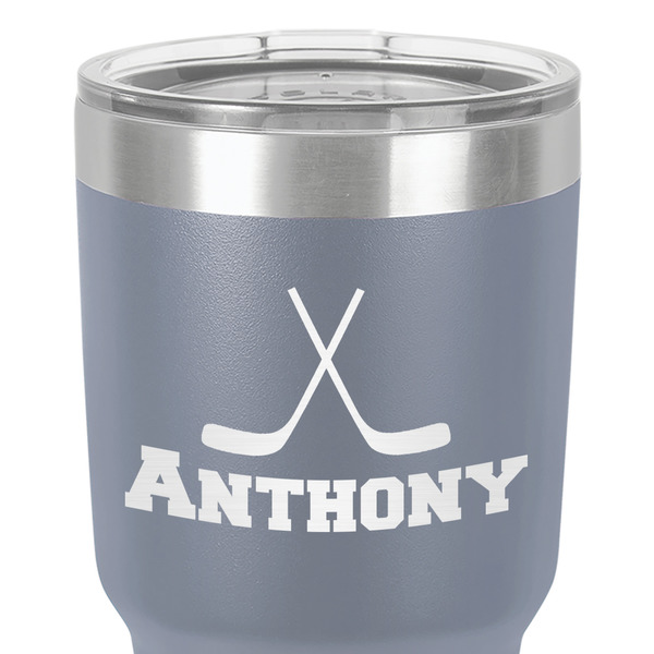 Hockey 2 30 oz Stainless Steel Ringneck Tumbler - Grey - Close Up