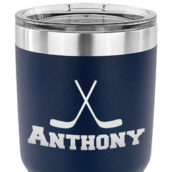 Hockey 2 30 oz Stainless Steel Tumbler - Navy - Double Sided (Personalized)