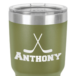 Hockey 2 30 oz Stainless Steel Tumbler - Olive - Double-Sided (Personalized)