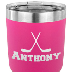 Hockey 2 30 oz Stainless Steel Tumbler - Pink - Single Sided (Personalized)