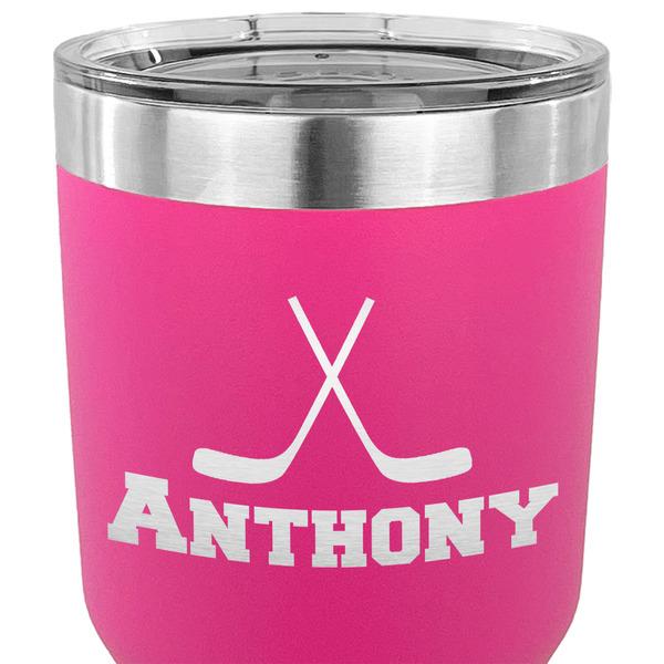 Hockey 2 30 oz Stainless Steel Ringneck Tumbler - Pink - CLOSE UP