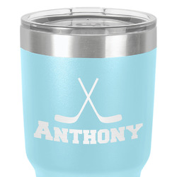 Hockey 2 30 oz Stainless Steel Tumbler - Teal - Single-Sided (Personalized)