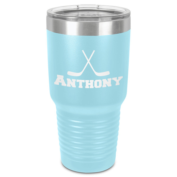 Custom Hockey 2 30 oz Stainless Steel Tumbler - Teal - Single-Sided (Personalized)
