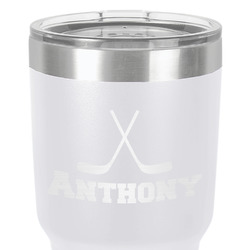 Hockey 2 30 oz Stainless Steel Tumbler - White - Double-Sided (Personalized)