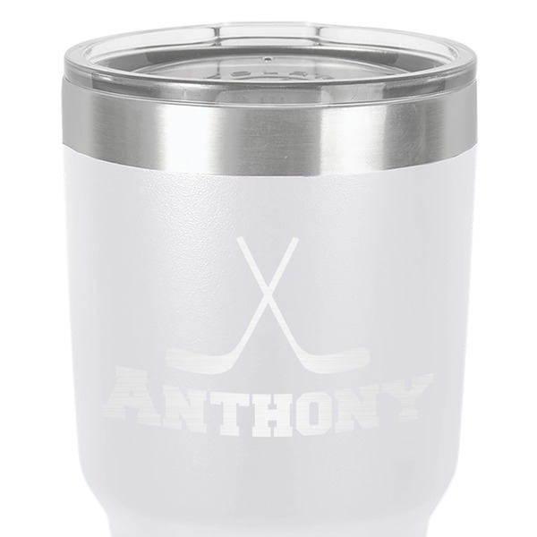 Hockey 2 30 oz Stainless Steel Ringneck Tumbler - White - Close Up