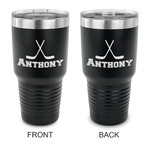 Hockey 2 30 oz Stainless Steel Tumbler - Black - Double Sided (Personalized)