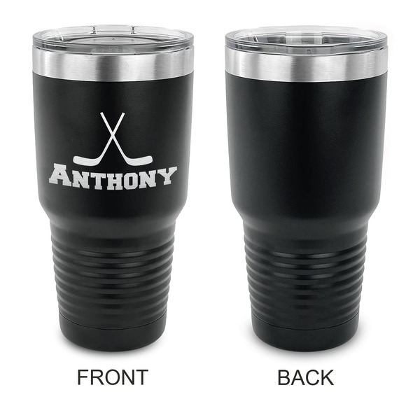 Hockey 2 30 oz Stainless Steel Ringneck Tumblers - Black - Single Sided - APPROVAL