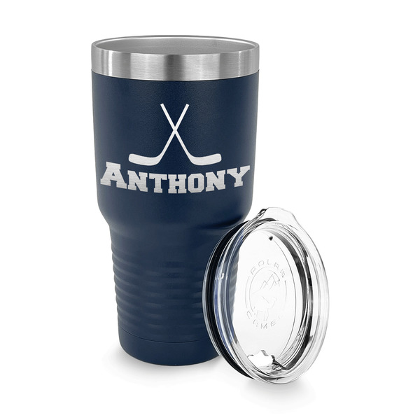 Hockey 2 30 oz Stainless Steel Ringneck Tumblers - Navy - LID OFF