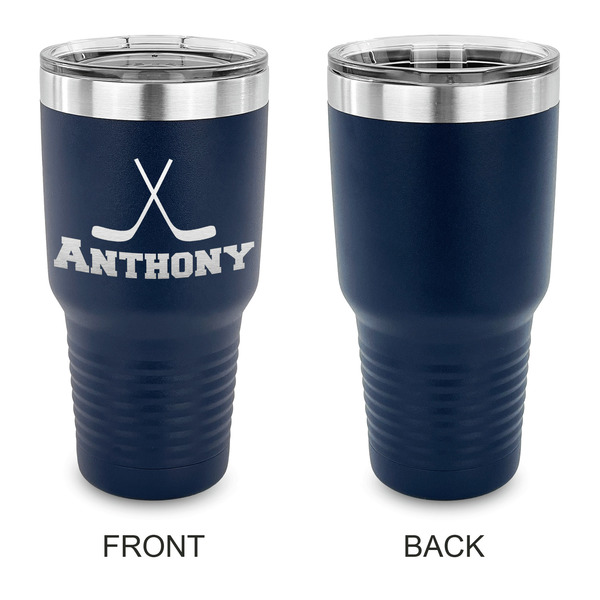 Hockey 2 30 oz Stainless Steel Ringneck Tumblers - Navy - Single Sided - APPROVAL