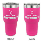 Hockey 2 30 oz Stainless Steel Tumbler - Pink - Double Sided (Personalized)