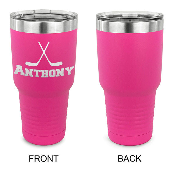 Hockey 2 30 oz Stainless Steel Ringneck Tumblers - Pink - Single Sided - APPROVAL