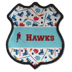 Hockey 2 Iron On Shield Patch C w/ Name or Text