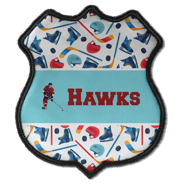 Custom Hockey 2 Iron On Shield Patch C w/ Name or Text