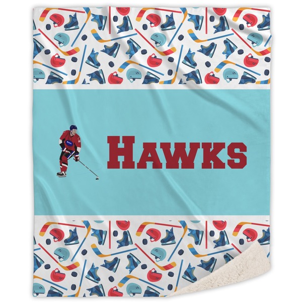 Custom Hockey 2 Sherpa Throw Blanket - 60"x80" (Personalized)