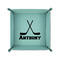 Hockey 2 6" x 6" Teal Leatherette Snap Up Tray - FOLDED UP