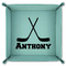 Hockey 2 9" x 9" Teal Leatherette Snap Up Tray - FOLDED