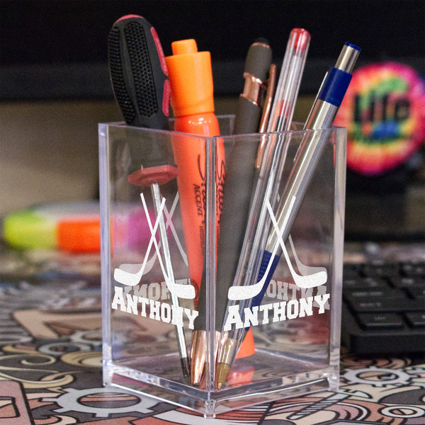 Hockey 2 Acrylic Pen Holder - In Context