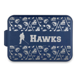 Hockey 2 Aluminum Baking Pan with Navy Lid (Personalized)