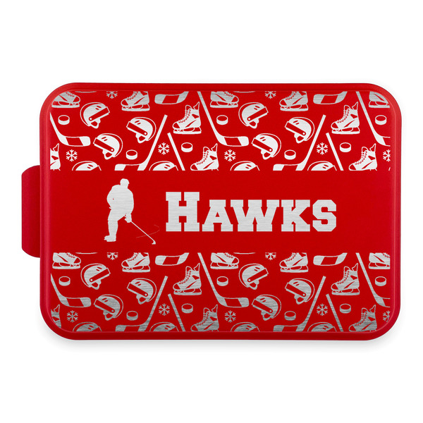 Custom Hockey 2 Aluminum Baking Pan with Red Lid (Personalized)