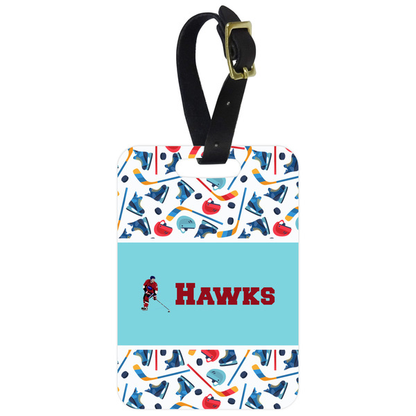 Custom Hockey 2 Metal Luggage Tag w/ Name or Text