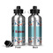 Hockey 2 Aluminum Water Bottle - Front and Back
