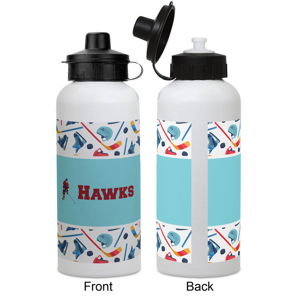 Hockey 2 Aluminum Water Bottle - White APPROVAL