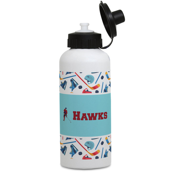 Custom Hockey 2 Water Bottles - Aluminum - 20 oz - White (Personalized)