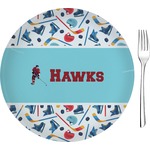Hockey 2 8" Glass Appetizer / Dessert Plates - Single or Set (Personalized)