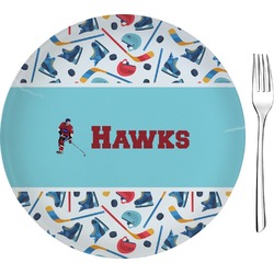 Hockey 2 8" Glass Appetizer / Dessert Plates - Single or Set (Personalized)