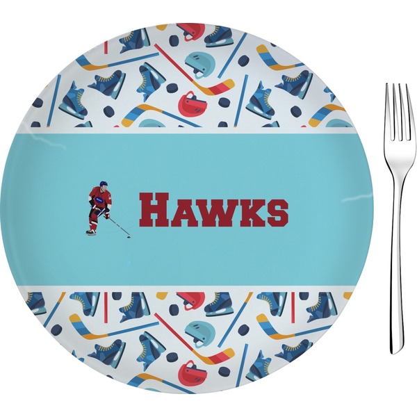 Custom Hockey 2 8" Glass Appetizer / Dessert Plates - Single or Set (Personalized)