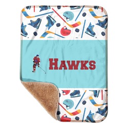 Hockey 2 Sherpa Baby Blanket - 30" x 40" w/ Name or Text