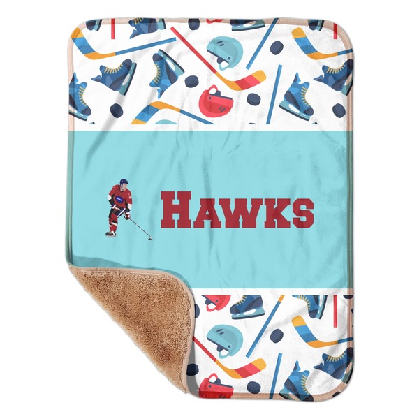 Custom Hockey 2 Sherpa Baby Blanket - 30" x 40" w/ Name or Text