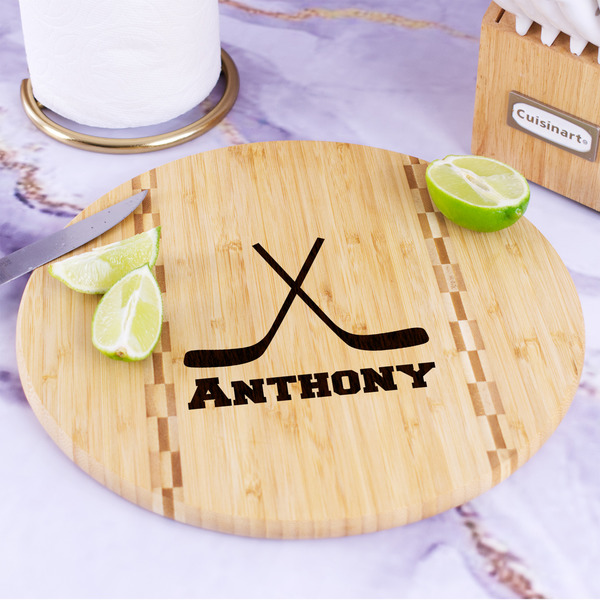 Hockey 2 Bamboo Cutting Board - In Context