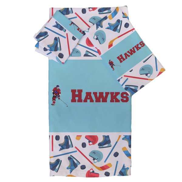 Custom Hockey 2 Bath Towel Set - 3 Pcs (Personalized)