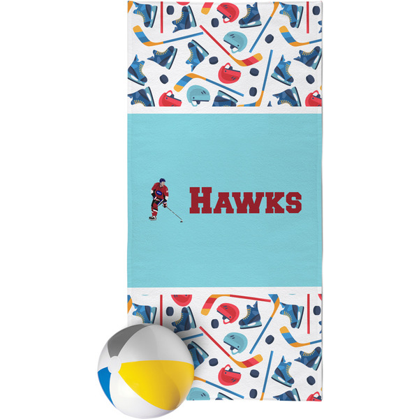 Custom Hockey 2 Beach Towel (Personalized)