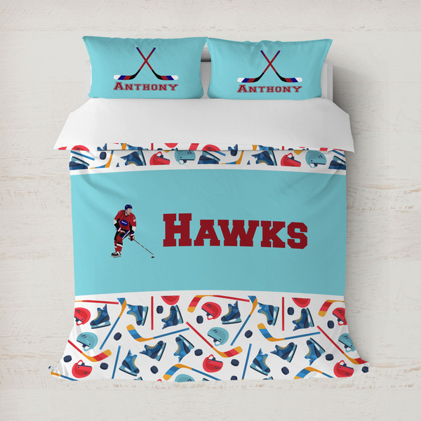 Custom Hockey 2 Duvet Cover Set - Full / Queen (Personalized)